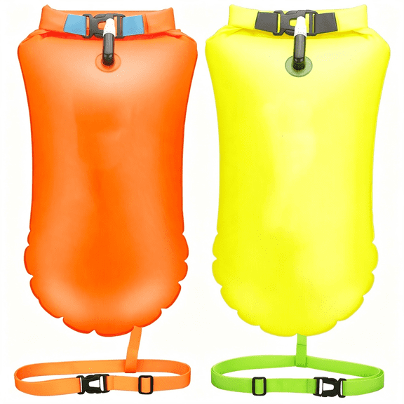 CUDIAO Swim Buoy for Open Water, 20L Inflatable Swim Safety Float | Adjustable Waist Belt & High Visibility Waterproof Dry Bag for Swimmers Triathletes Kayakers Snorkeler & Safer Swim Training