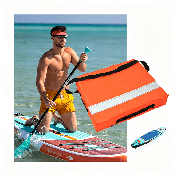 CUDIAO Throwable Flotation Device Boats Type Iv Boat Cushion Straps High Buoyancy Foam Marine Safety Throwing Cushion Kayak Fishing Pool Dock High Visibility Orange 17.7" X 13.7"