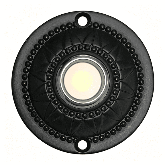 CUDIAO Wired Plastic Led Lighted Doorbell Push Button Switch 2.3" for Chime (Black)