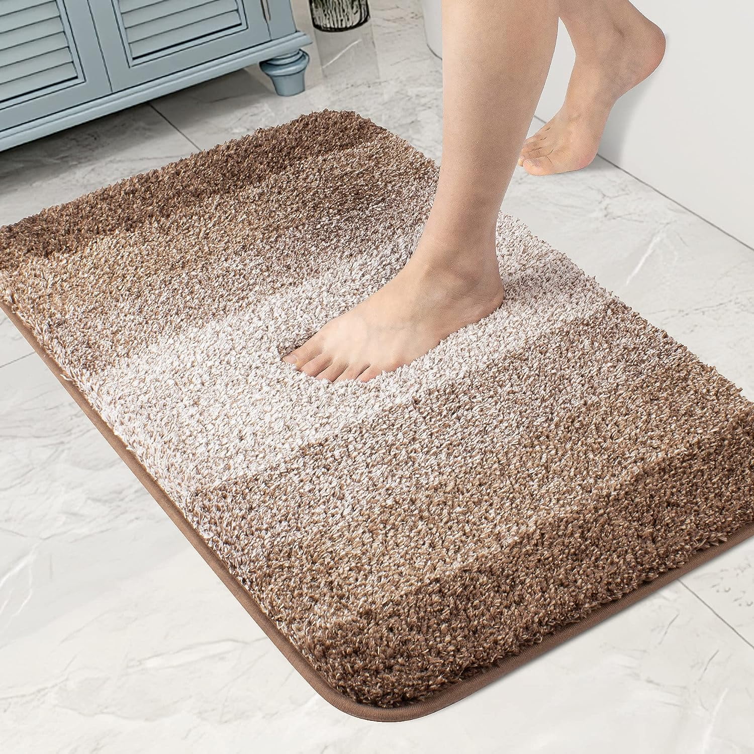 CUDUCA Bathroom Rug Non Slip Shaggy Bath Mat (16 x 24 Ombre Brown CUDUCA Bathroom Rug Non Slip Shaggy Bath Mat (16 x 24 Ombre Brown