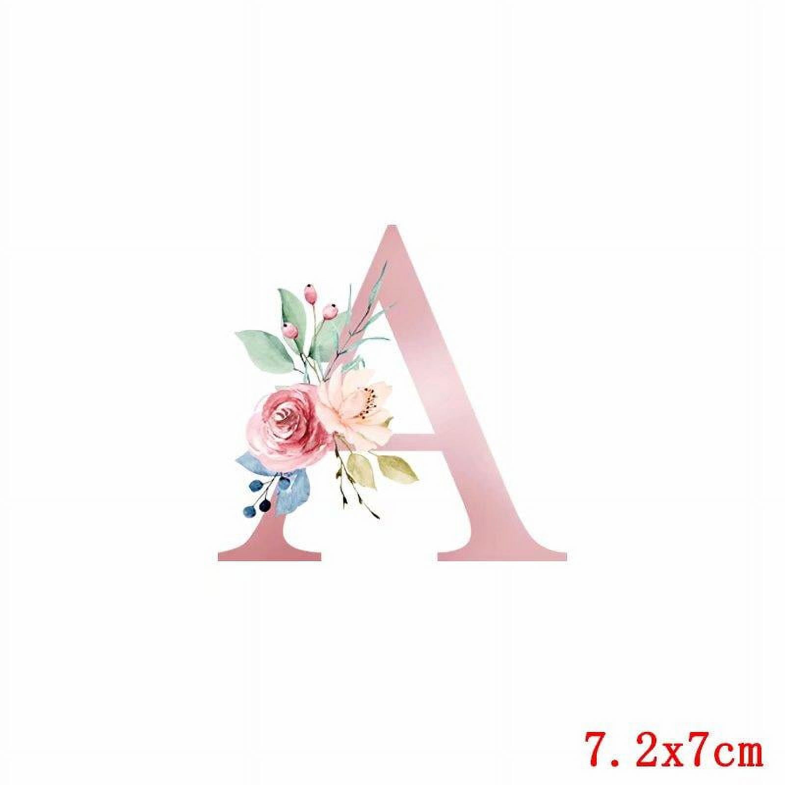 A-z Clothes Stickers Beautiful Alphabet With Flower Heat Transfer