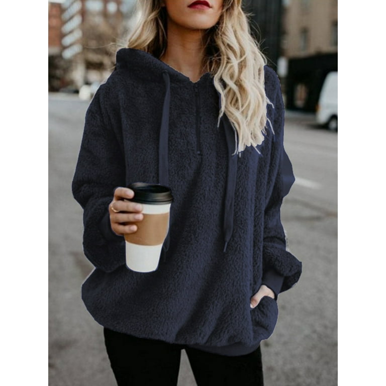 CUE AIR Plus Size Hoodie Sweater For Women Casual Loose Long