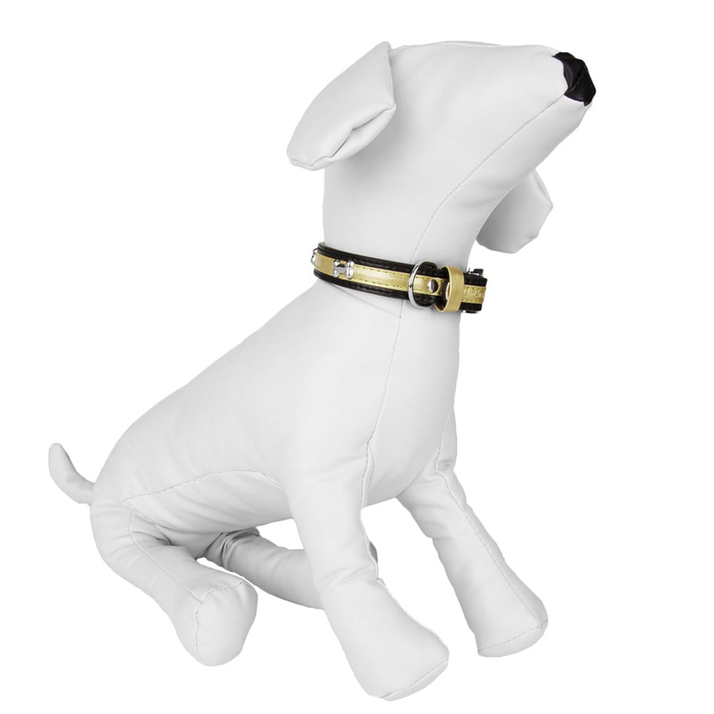 CUECUEPET Adjustable Dog Collar with Embellished Bone Bling Charms for Small to Medium Sized Dogs