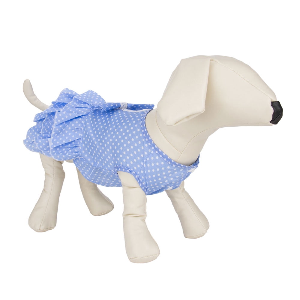CUECUEPET Blue with White Polka Dots Casual Everyday Dress for Female / Girl Dogs and Puppies [Multiple Sizes Available]