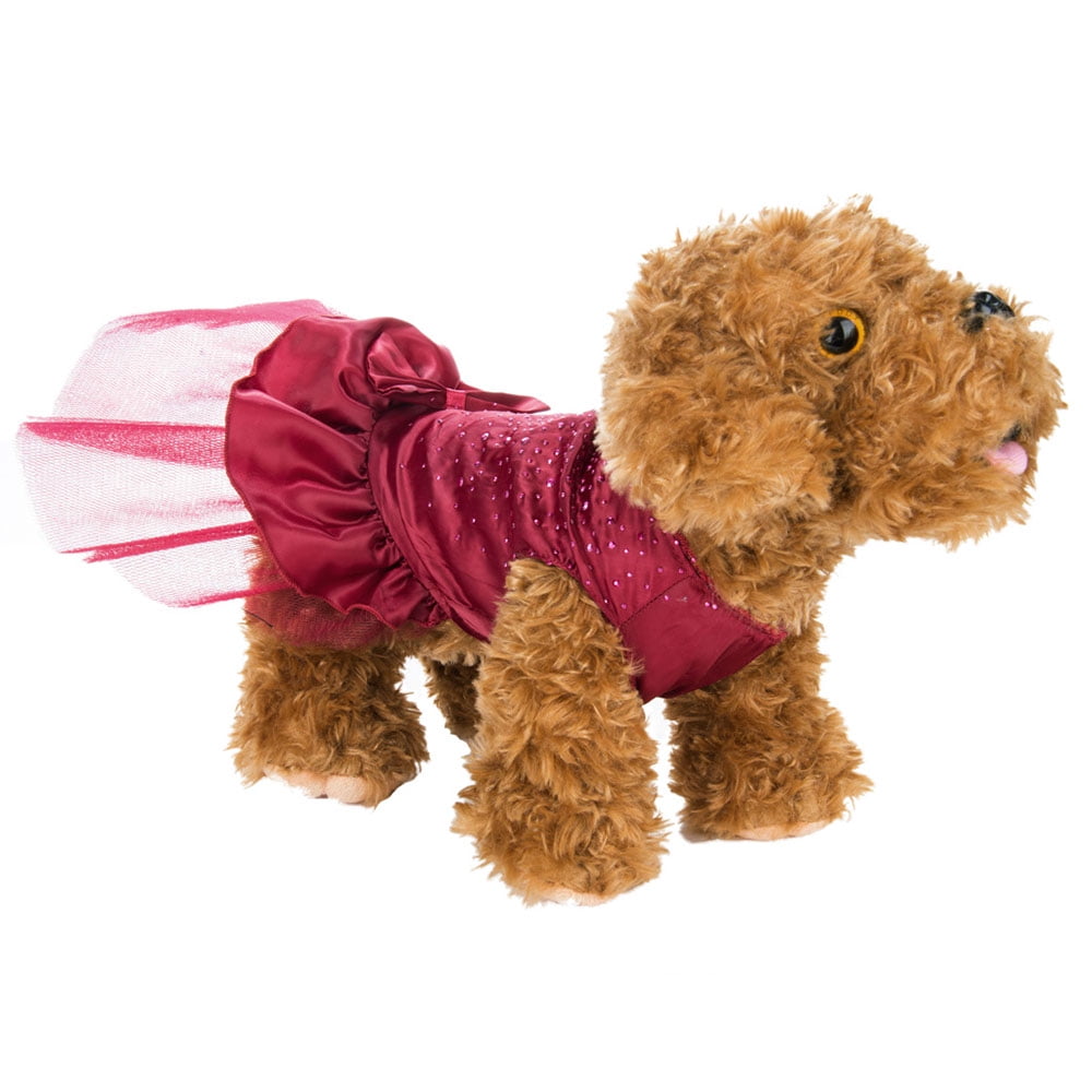 CUECUEPET Easy to put on Sequin Princess Dog Silk Dress for Female / Girl Dogs or Puppies [Multiple Sizes Available]