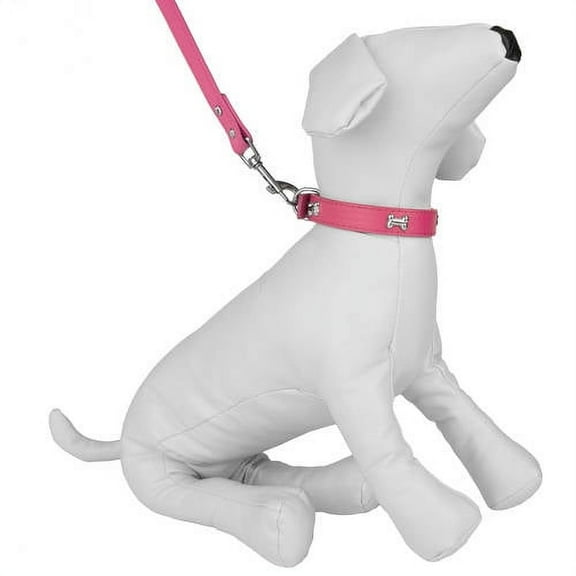 CUECUEPET Embellished Bone Charm Dog Collar and 44.5 inch Leash for Walking [Multiple Sizes]