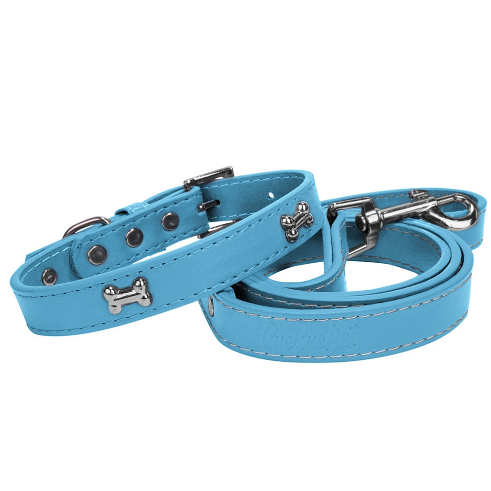 CUECUEPET Embellished Bone Charm Dog Collar and 44.5 inch Leash for Walking [Multiple Sizes]