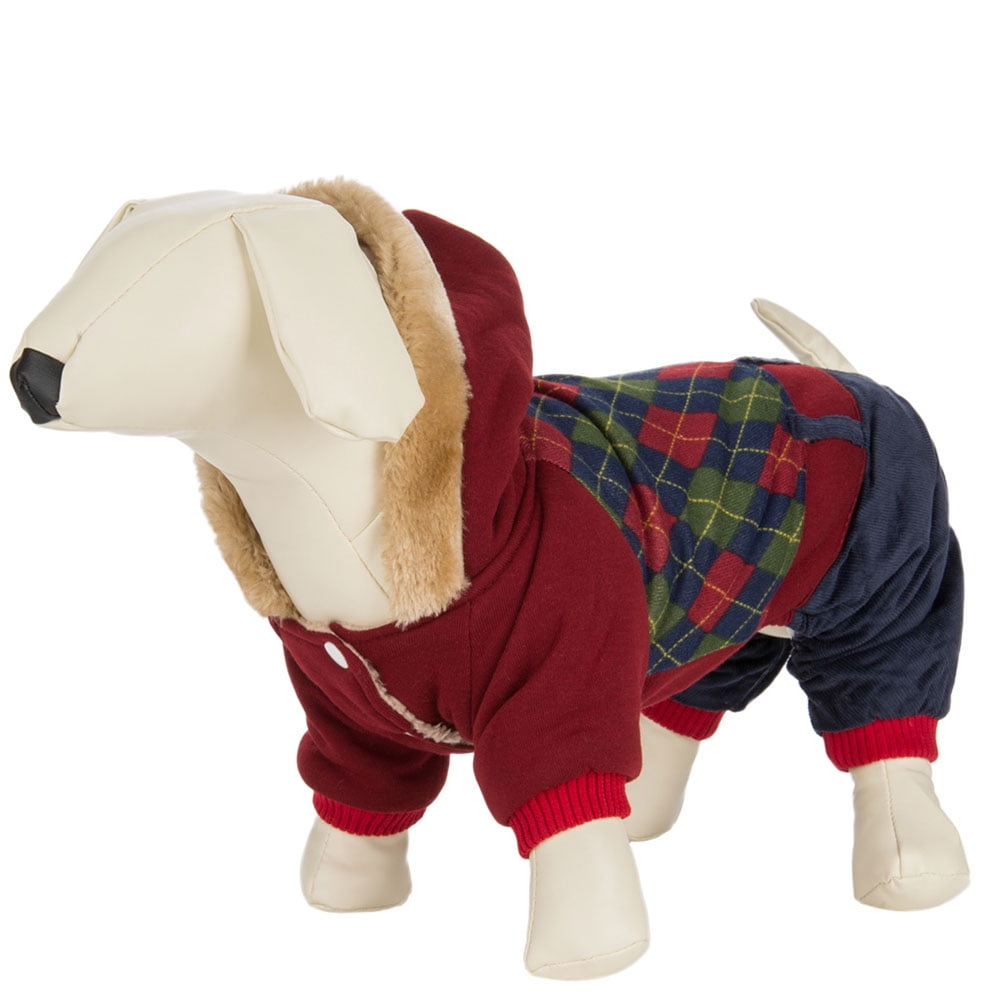 CUECUEPET Hoodie Cotton Gender Neutral Jacket for Small to Medium Sized Dogs (Red / Green Plaid) [Multiple Sizes Available]