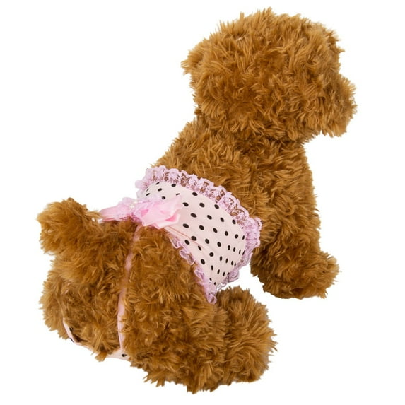 CUECUEPET Reusable and Comfortable Physiological Sanitary Fashion Panty Wear for Female / Girl Dogs or Puppies ( Pink / Black Polka Dots) [Multiple Sizes Available]
