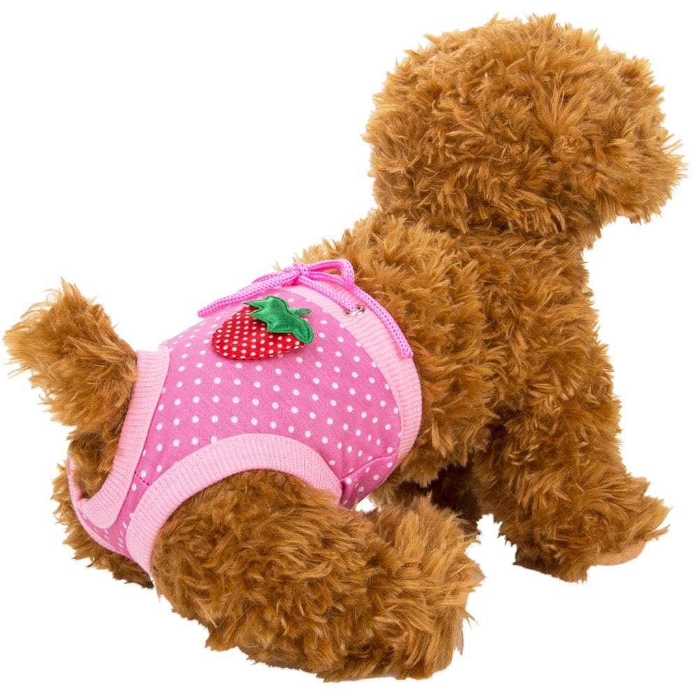 CUECUEPET Reusable and Comfortable Physiological Sanitary Panty Wear for Female / Girl Dogs or Puppies ( Pink / White Polka Dots) [Multiple Sizes Available]