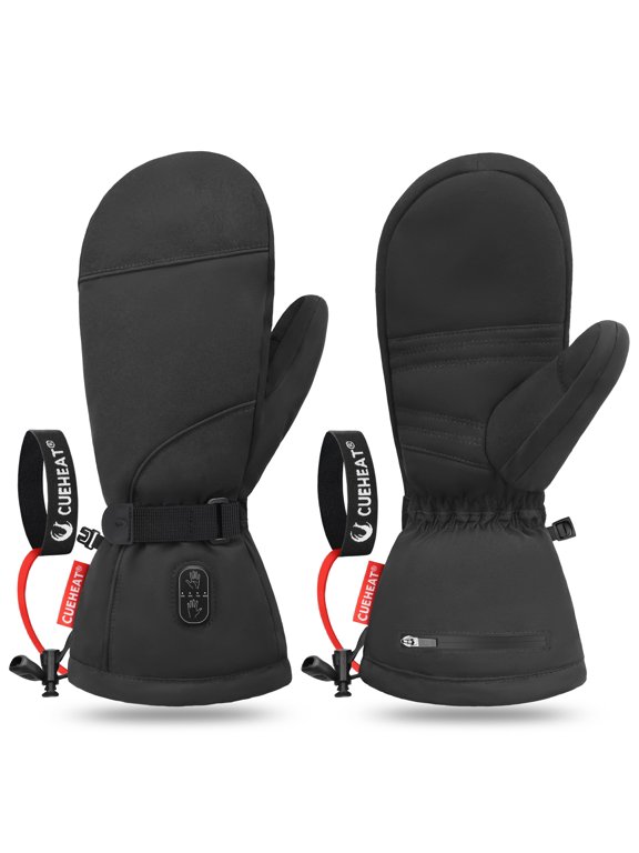 Heated Mittens for Skiing Snowboarding, 7.4V 3000mAh Rechargeable Electric Mitts for Men Women, Water-Resistant Windproof Touchscreen Winter Gloves