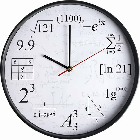 CUGBO 12 Inch Math Wall Clock Mathematical Equations,Silent Non Ticking Quartz Battery Operated Round for Modern Living Room Office Classroom