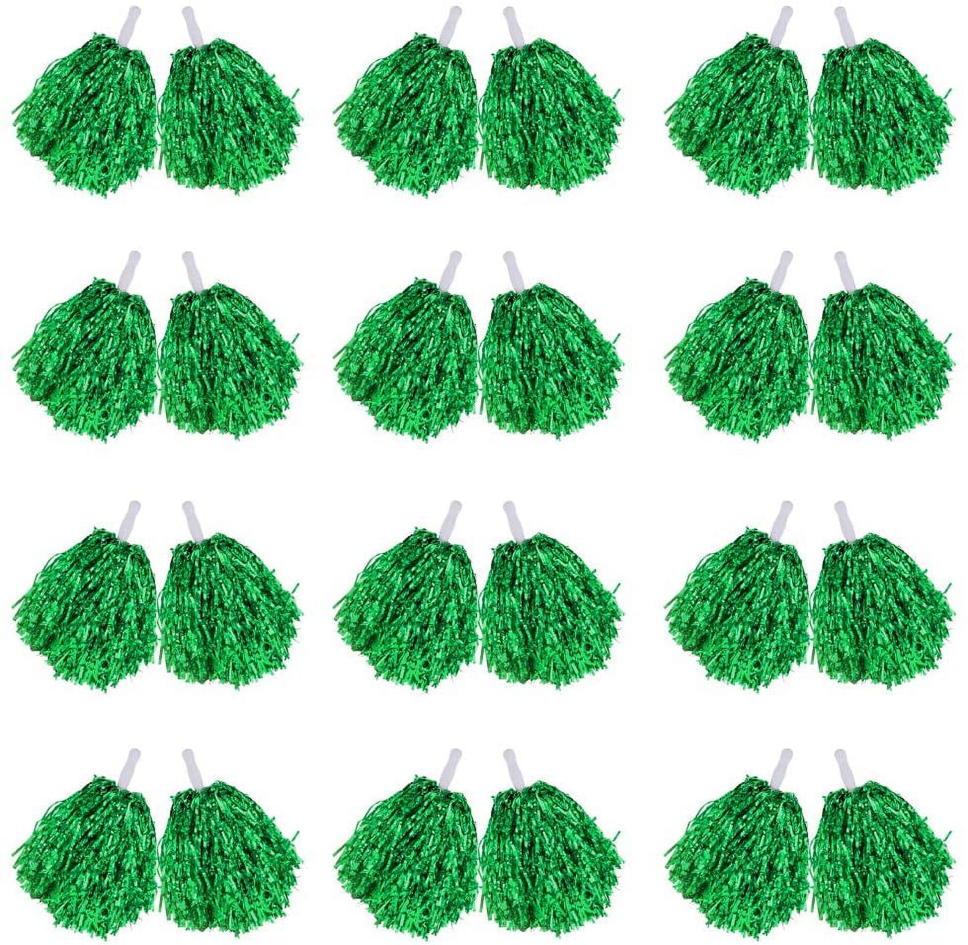 CUGBO 24Pcs Cheerleading Pom Poms, 1 Dozen Handle Metallic Foil Flower