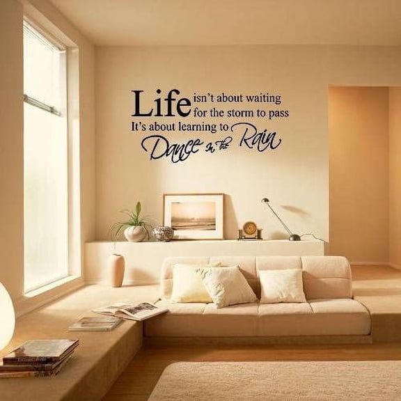 CUGBO Life Wall Decal Vinyl Lettering Inspirational , Art Sticker Home Decor for Bedroom Living Room Kitchen (Black)