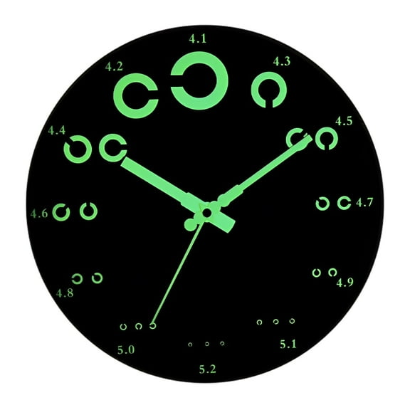 Glow in The Dark Visual Acuity Wall Clock, 12 Inch MDF Silent Non-Ticking Battery Operated Clock, Energy-Absorbing Luminous Numerals and Hands, Design for Home, School, Clinic Decoration (Black)