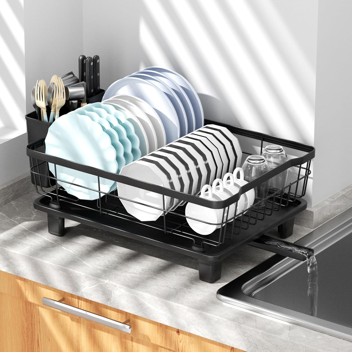 hujikou Small Dish Drying Rack Space Saving Dish Racks for Kitchen ...