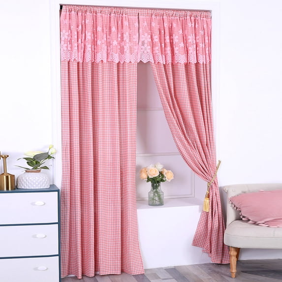 CUH 1-Piece Buffalo Check Plaid Blackout Window Curtain For Living Room,Rod Pocket Room Darkening Window Drapes,Slot Top Thermal Insulated Curtain Panel Pink W:59"x H:63"/ 150cm*160cm