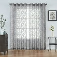 thumbnail image 1 of CUH 1-Piece Floral Voile Window Curtain For Living Room Eyelet Ring Top Tulle Window Drape Grommet Sheer Curtain Valance Gray W:55"x L:96", 1 of 3
