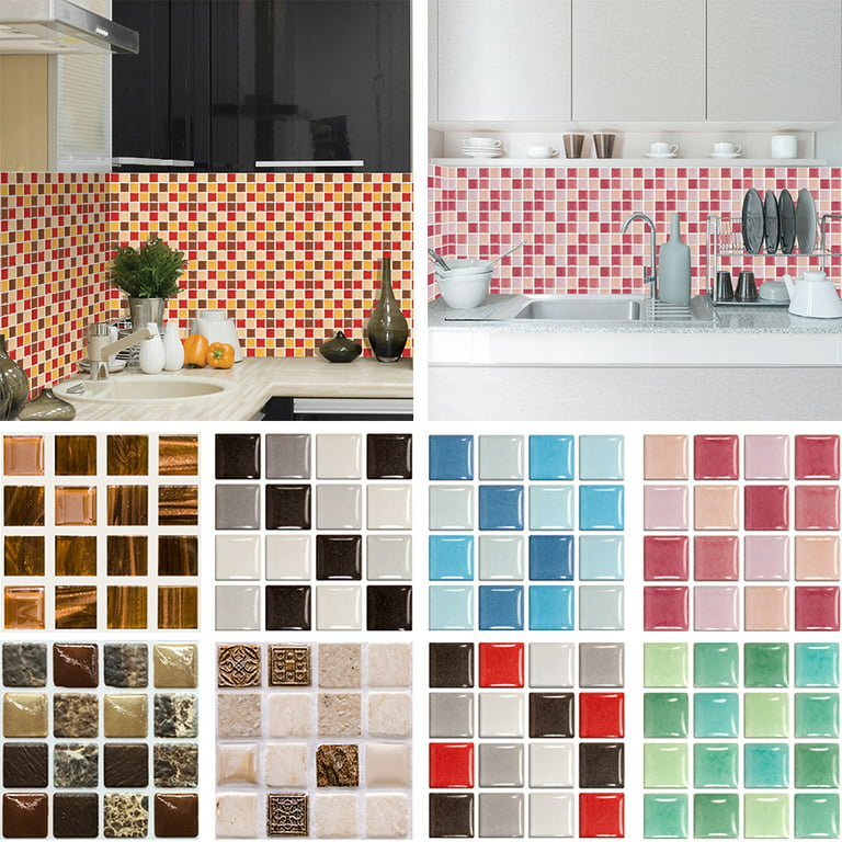TUNKENCE 10 Sheets Tile Peel and Stick Backsplash Seamless Tile Self  Adhesive Mosaic Tiles 3D Self Adhesive Tiles for Kitchen Backsplash and  Bathroom