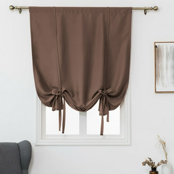 CUH 1PC Roman Curtain for Kids Room, Solid Color Tie-up Blackout Curtain for Kitchen, Cafe, Bathroom Small Windows - Rod Pocket
