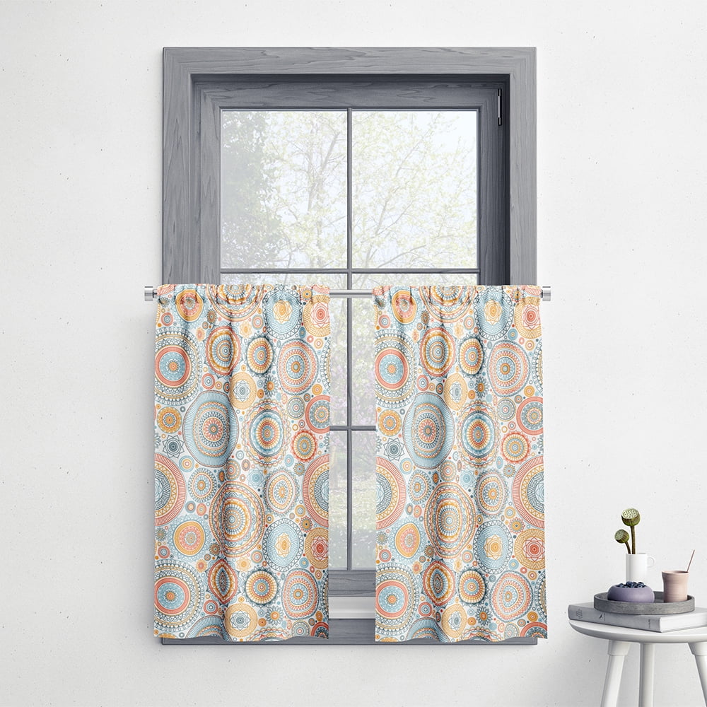 New Short Window Curtains Eyelet Ring Top Kitchen Bedroom Bathroom Ring Top  Pair