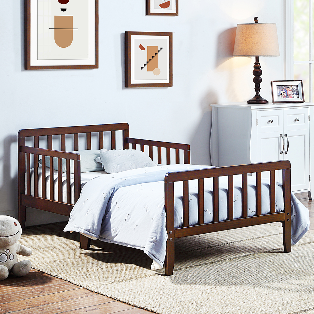 CUH Heavy Duty Toddler Bed Easy Assembly Wooden Platform SpaceSaving Modern Children Beds Slat