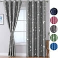 thumbnail image 1 of CUH Moon Stars Printed Grommet Blackout Curtains Panels Eyelet Kids Curtains Thermal Window Drapes for Girls Boys Bedroom Nursery Living Room, Navy Blue/Pink, 1 of 9