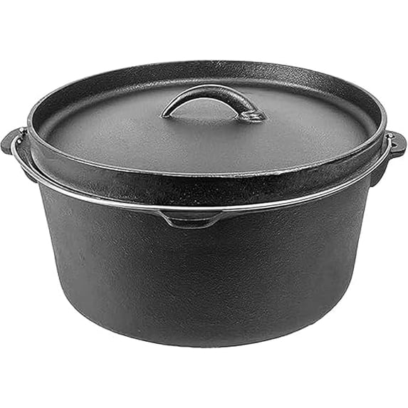 CUISILAND 20QT Pre-Seasoned Lip Lid Cast Iron Dutch Oven with Lid and Legs
