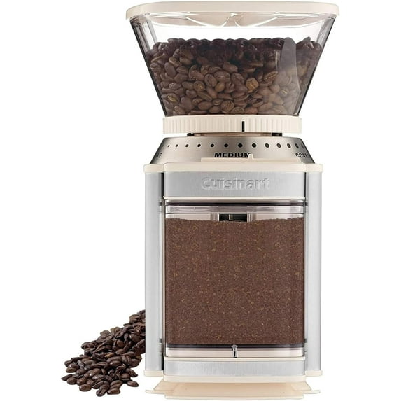 CUISINART Coffee Grinder, Electric Burr One-Touch Automatic Grinder with18-Position Grind Selector, Stainless Steel, DBM-8CRMP1, Cream