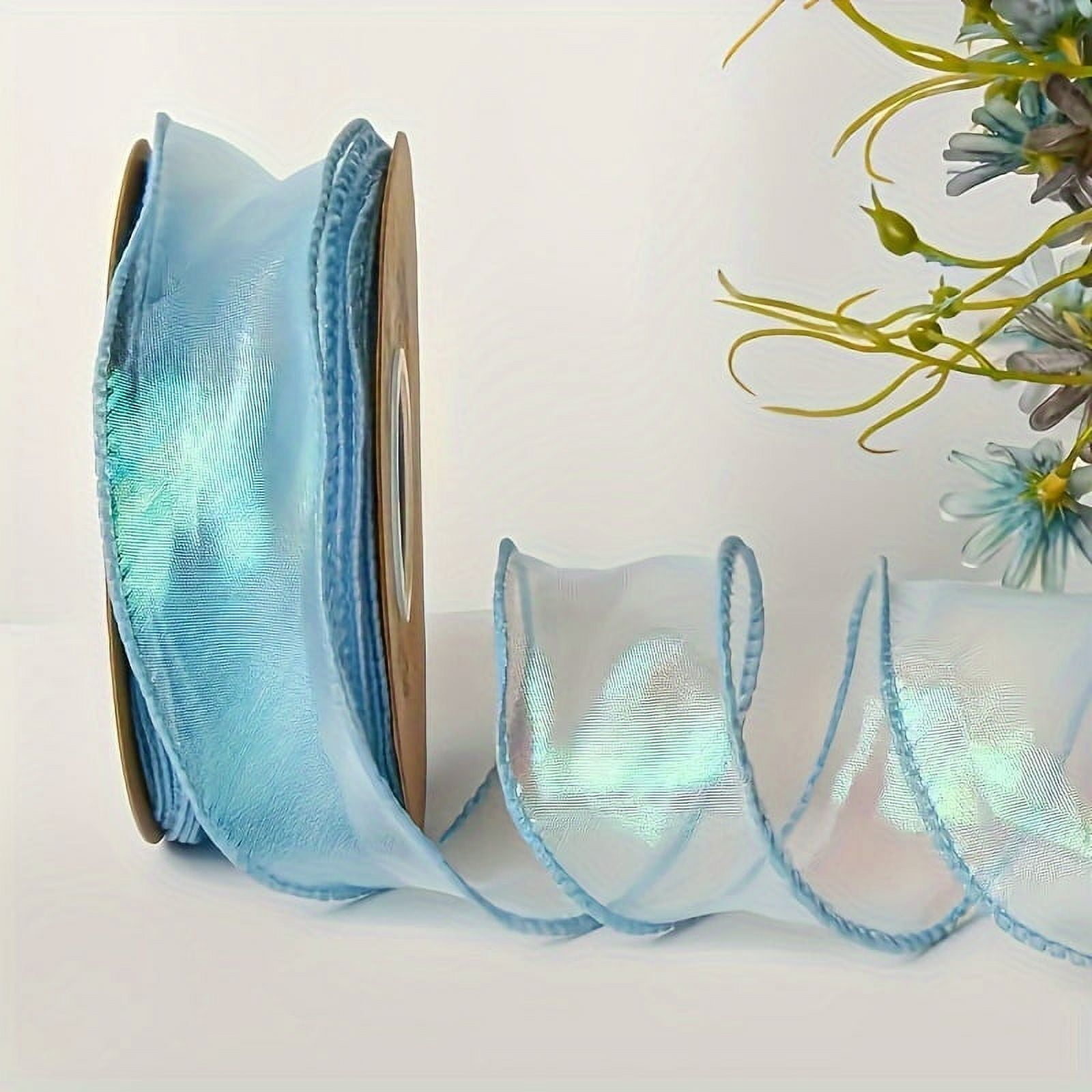 CUITING 10 Yards Iridescent Fishtail Ribbon - White Lightweight Yarn ...