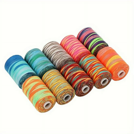 CUITING 10pcs 10-Pack Rainbow Polyester Sewing Thread 1000 Yards Hand & Machine Quilting Dyed for Needlework