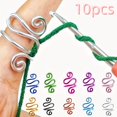 CUITING 10pcs 10Piece Adjustable Crochet Loop Rings Metal Yarn Guide