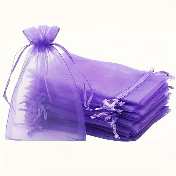 CUITING 12pcs 3.5x4.7in (9x12cm) White Sheer Organza Bags with Drawstring Polyester Party Favor Pouches for Wedding Birthday Bachelorette General Use Christmas New Year Candy & Fru