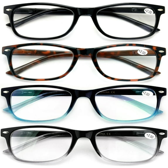CUITING 4 Pair Reading Glasses Blue Light Blocking  Filter UV Ray/Glare Computer Readers Men or Women