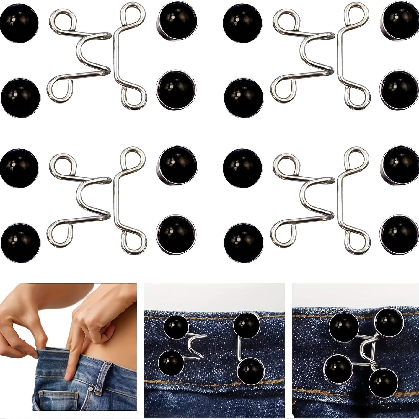 Pants Lock Button CUITING 4pcs No-Sew Adjustable Jeans Buttons - Reusable Invisible ...