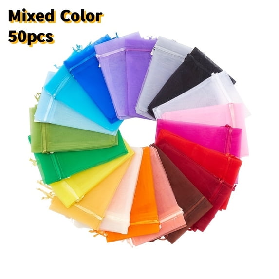 CUITING 50pcs Organza Drawstring Bags - 5x7 Inches Sheer Organza - For Jewelry Storage & Gift Packaging - Perfect for Christmas Halloween Weddings Birthdays - Ideal Gift for Mom Dad