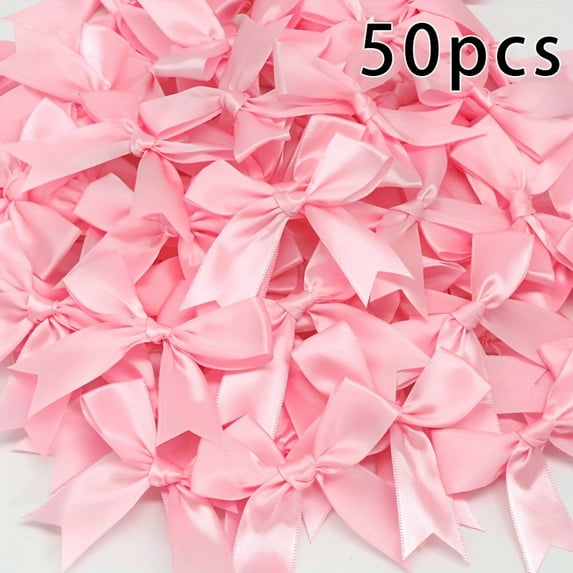 CUITING 50pcs  Pink And White Ribbon Bows 3.3”  Glamorous Decorations For Weddings  Festivals And DIY Crafts  Presents Packaing  Gift Basket Decor  Birthday Wrap  Holiday Decor  Office De