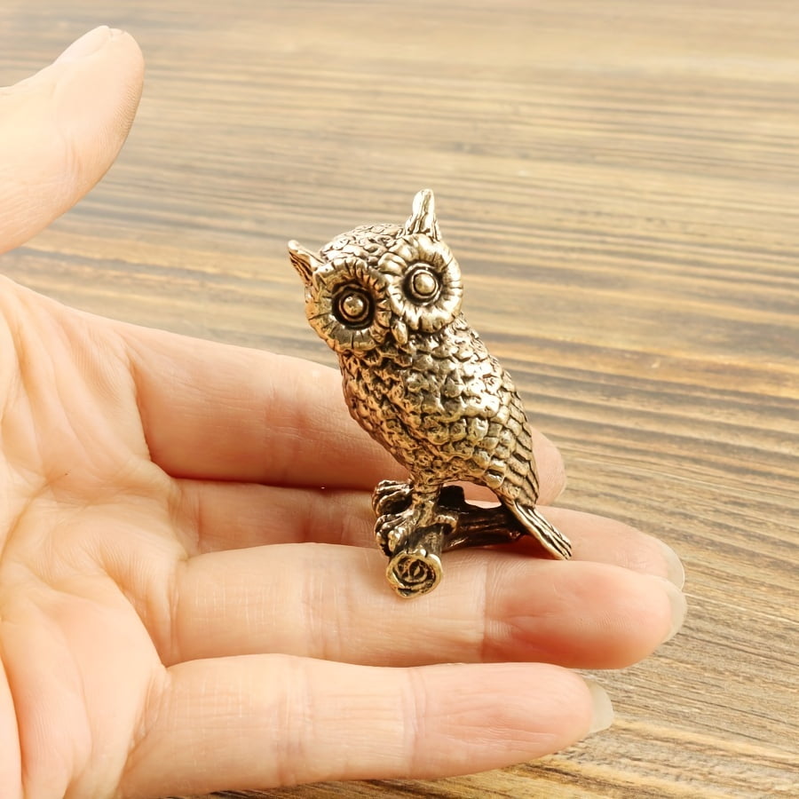 CUITING Brass Solid Owl Statue Creative Animal Owl Desk Ornaments