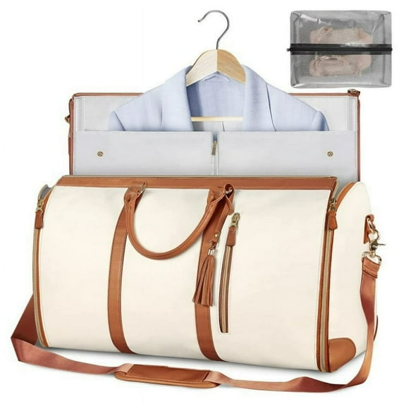 CUITING Convertible Travel Garment Bag Overnight Bag Waterproof Leather Carry-on Garment Duffel Bag for Men Women - 2 in1 Hanging Suitcase Suit Business Travel Bag