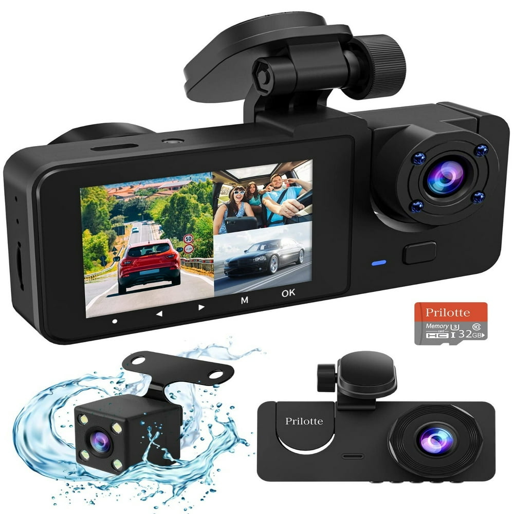 CUITING Dash Cam for Car 1080P 3 Channel Front & Rear Inside Dash