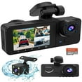 CUITING Dash Cam for Car 1080P 3 Channel Front & Rear Inside Dash Camera Super Night Vision