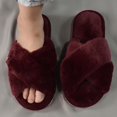 thumbnail image 1 of CUITING Women‘s Cross Strap Fleece Slippers  Indoor Home Cotton Slippers  All-Season EVA Sole  Washable Fabric  No Print  Cozy Maternity Slippers  Casual Style, 1 of 4