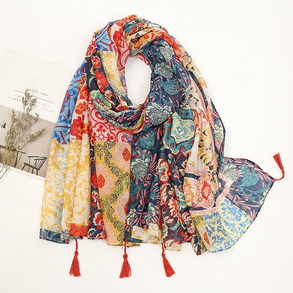 CUIYUAN Scarfs for Women Boho Staly Lightweight Scarf Soft Long Fashion Scarves Sun Protection Wrap Shawl Dress Scarves Shawl Dressy Fashion Silk Scarf Yellow