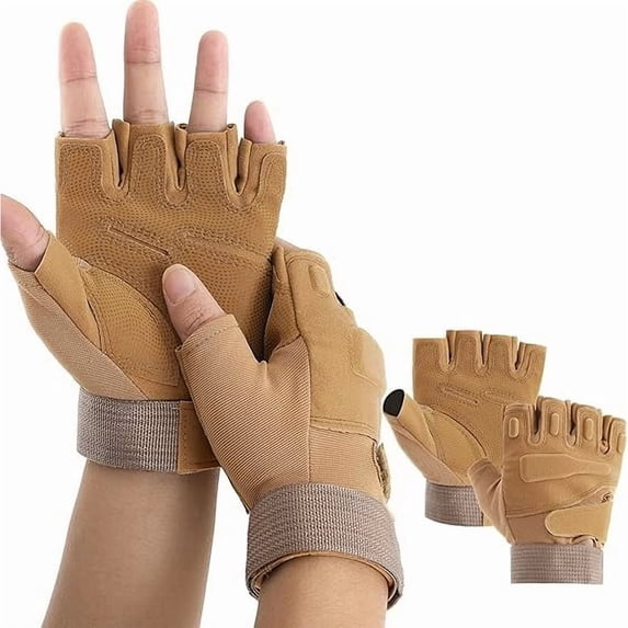 CUIYUAN Tactical Gloves for Men 1 Pairs Showcase Fingerless Gloves Adjustable Wrist Strap Outdoor Sports Motorcycle Cycling Work Gloves