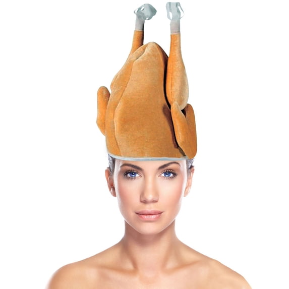 CUIYUAN Unisex Plush Turkey Hat Roasted Thanksgiving Dinner Party Supplies Themed Holiday Accessories Dress-Up Cap Novelty Headwear Soft Plush Turkey Shaped Design Caps A