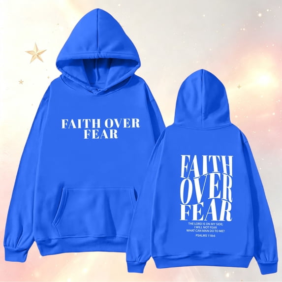 CUIYUAN Women's Hoodies Hooded Sweatshirt Inspirational Faith Over Fear Graphic Hoodie Oversized Graphic Pullover Tops Long Sleeve Sweatshirts for Women