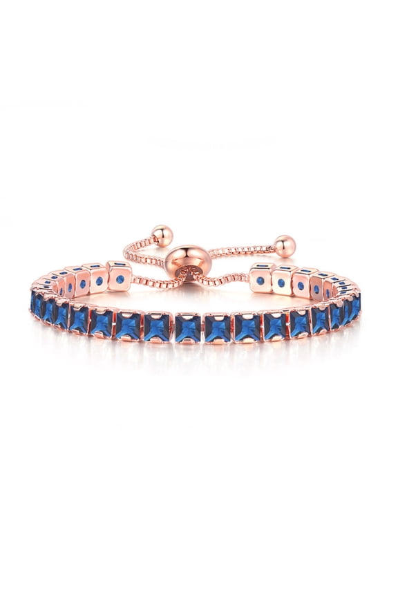 4mm Square Zirconia Tennis Bracelet - Adjustable Rose Gold/White Gold Chain - Copper Women's Jewelry (0.02lb) - Amazon Bestseller Crystal Wristband for Gifts