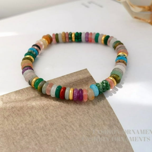 CUKIXA Colored Beads Multi-Color Fashion Necklace 18 Inch Stylish Chain