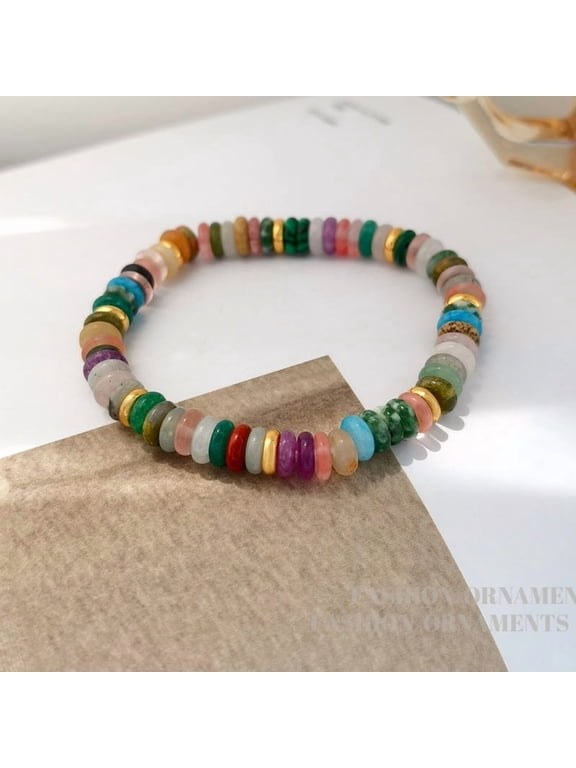 Colored Beads Multi-Color Fashion Necklace 18 Inch Stylish Chain