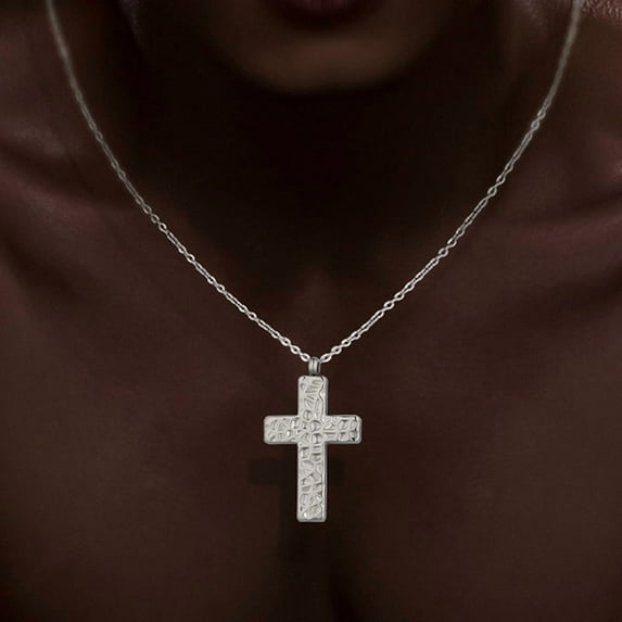 CUKIXA Cross Necklace for Men Women - Stainless Steel Gold/Black/Silver Jesus Pendant with Zircon Accents, 24" Titanium Chain Religious Jewelry Gifts